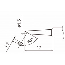HAKKO T15-BC15 Shape-1.5BC soldering tip for handpiece FM-2027 and FM-2028