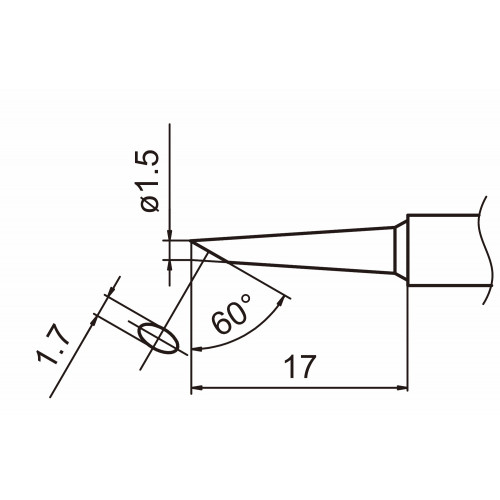 HAKKO T15-BC15 Shape-1.5BC soldering tip for handpiece FM-2027 and FM-2028