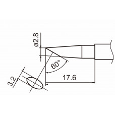 HAKKO T15-BC28 Shape-2.8BC soldering tip for handpiece FM-2027 and FM-2028
