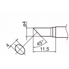 HAKKO T15-C4 Shape-4C soldering tip for handpiece FM-2027 and FM-2028