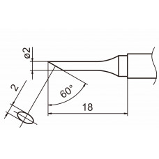 HAKKO T15-CF2 Shape-2C soldering tip for handpiece FM-2027 and FM-2028