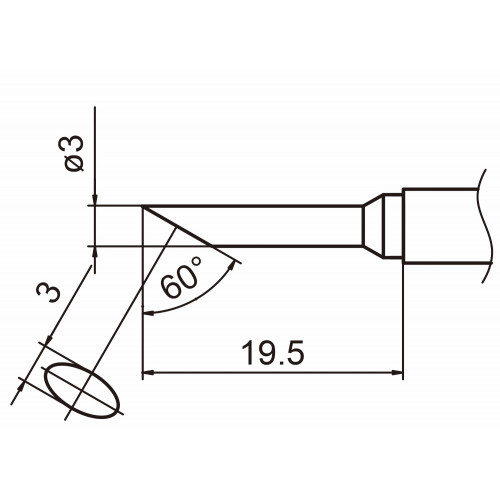 HAKKO T15-CF3 Shape-3C soldering tip for handpiece FM-2027 and FM-2028
