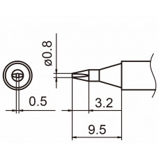 HAKKO T15-D08 Shape-0.8D soldering tip for handpiece FM-2027 and FM-2028