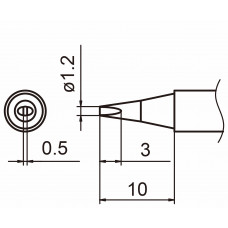 HAKKO T15-D12 Shape-1.2D soldering tip for handpiece FM-2027 and FM-2028