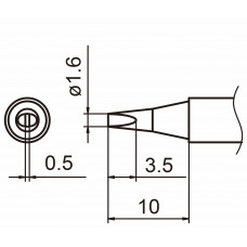 HAKKO T15-D16 Shape-1.6D soldering tip for handpiece FM-2027 and FM-2028