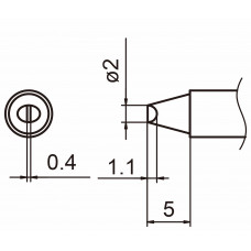 HAKKO T15-D2 Shape-2D soldering tip for handpiece FM-2027 and FM-2028