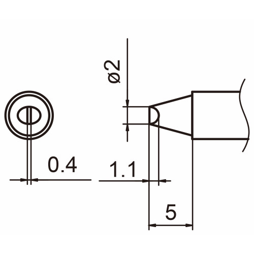 HAKKO T15-D2 Shape-2D soldering tip for handpiece FM-2027 and FM-2028