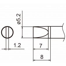 HAKKO T15-D52 Shape-5.2D soldering tip for handpiece FM-2027 and FM-2028
