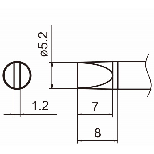 HAKKO T15-D52 Shape-5.2D soldering tip for handpiece FM-2027 and FM-2028