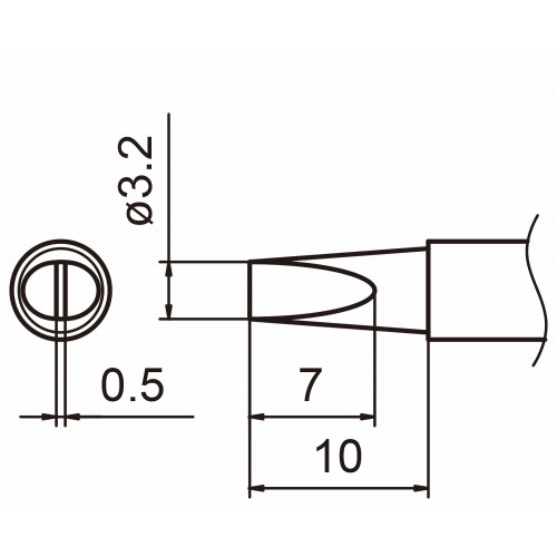 HAKKO T15-DL32 Shape-3.2D Long soldering tip for handpiece FM-2027 and FM-2028