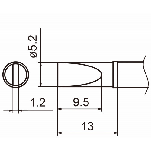 HAKKO T15-DL52 Shape-5.2D Long soldering tip for handpiece FM-2027 and FM-2028