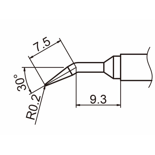 HAKKO T15-JL02 Shape-0.2JL (Shape-0.2RLB) soldering tip for handpiece FM-2027 and FM-2028