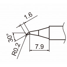 HAKKO T15-JS02 Shape-0.2JS (Shape-0.2RSSB) soldering tip for handpiece FM-2027 and FM-2028