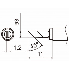 HAKKO T15-KU Shape-KU soldering tip for handpiece FM-2027 and FM-2028