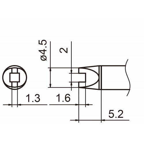 HAKKO T15-R20 Shape-2.0R soldering tip for handpiece FM-2027 and FM-2028