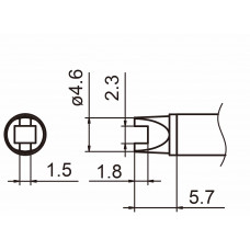 HAKKO T15-R23 Shape-2.3R soldering tip for handpiece FM-2027 and FM-2028