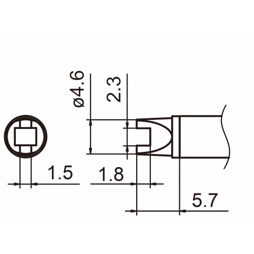 HAKKO T15-R23 Shape-2.3R soldering tip for handpiece FM-2027 and FM-2028