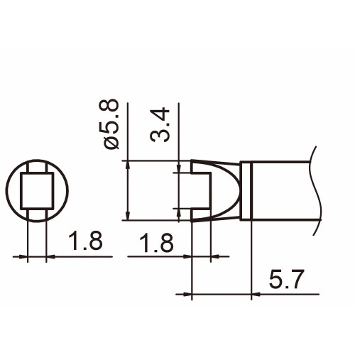 HAKKO T15-R34 Shape-3.4R soldering tip for handpiece FM-2027 and FM-2028