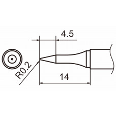 HAKKO T15-SB02 Shape - 0.2SB soldering tip for handpiece FM-2027 and FM-2028