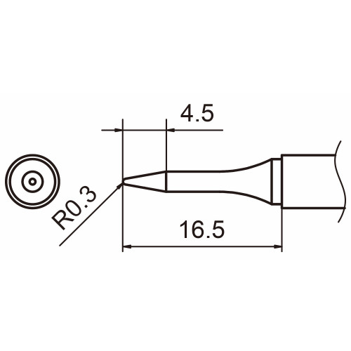HAKKO T15-SB03 Shape - 0.3SB soldering tip for handpiece FM-2027 and FM-2028