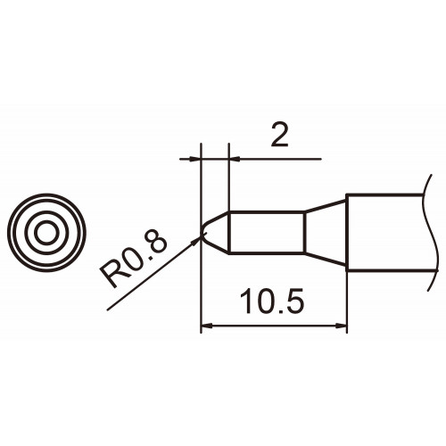 HAKKO T15-SB08 Shape - 0.8SB soldering tip for handpiece FM-2027 and FM-2028