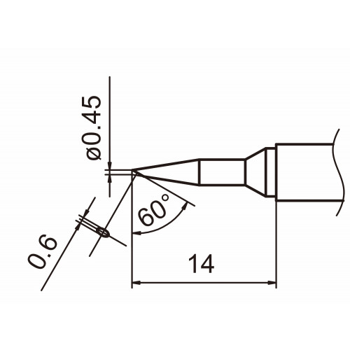 HAKKO T15-SBC04 Shape-0.4SBC soldering tip for handpiece FM-2027 and FM-2028