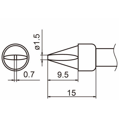HAKKO T15-XD15 Shape-1.5XD soldering tip for handpiece FM-2027 and FM-2028