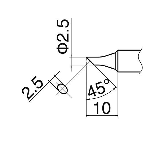 HAKKO T18-CSF25 Shape-2.5CS soldering tip for FX-8801