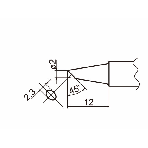 HAKKO T20-BC2 Shape-2BC Bevel with indent, soldering tip for HAKKO FX-838 HAKKO T20-BC2 Shape-2BC Bevel with indent, soldering tip for HAKKO FX-838