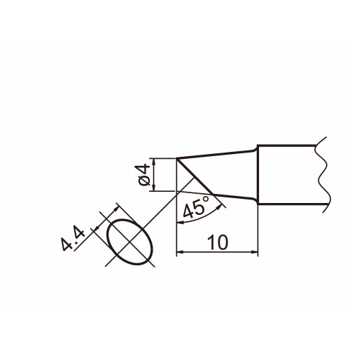 HAKKO T20-BC4 Shape-4BC Bevel with indent, soldering tip for HAKKO FX-838 HAKKO T20-BC4 Shape-4BC Bevel with indent, soldering tip for HAKKO FX-838