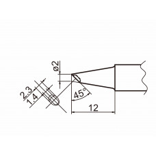 HAKKO T20-BCM2 Shape-2BC Bevel with indent, soldering tip for HAKKO FX-838