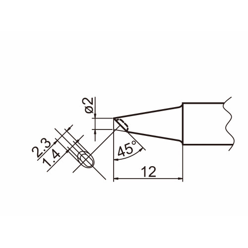 HAKKO T20-BCM2 Shape-2BC Bevel with indent, soldering tip for HAKKO FX-838