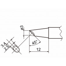 HAKKO T20-BCM3 Shape-3BC Bevel with indent, soldering tip for HAKKO FX-838