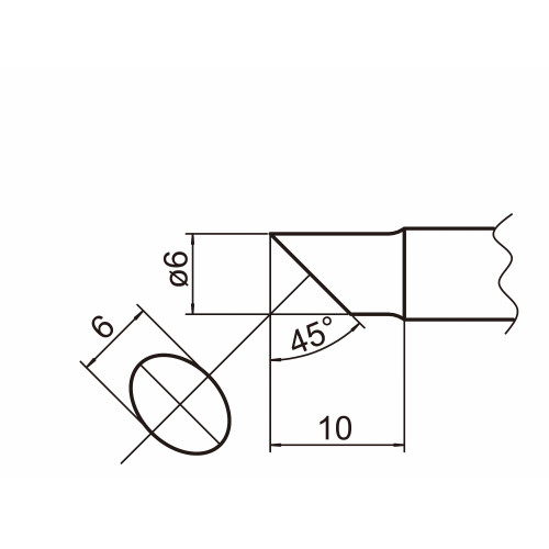 HAKKO T20-C6 Shape-6C Bevel with indent, soldering tip for HAKKO FX-838