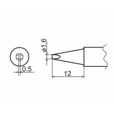 HAKKO T20-D16 Shape-1.6D Bevel with indent, soldering tip for HAKKO FX-838