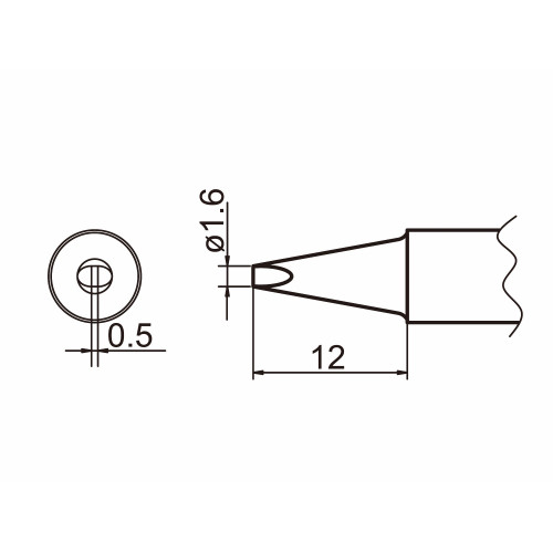 HAKKO T20-D16 Shape-1.6D Bevel with indent, soldering tip for HAKKO FX-838