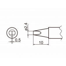 HAKKO T20-D24 Shape-2.4D Bevel with indent, soldering tip for HAKKO FX-838