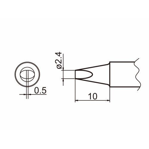 HAKKO T20-D24 Shape-2.4D Bevel with indent, soldering tip for HAKKO FX-838