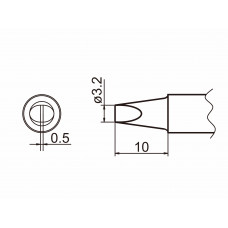 HAKKO T20-D32 Shape-3.2D Bevel with indent, soldering tip for HAKKO FX-838