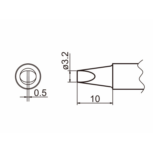 HAKKO T20-D32 Shape-3.2D Bevel with indent, soldering tip for HAKKO FX-838