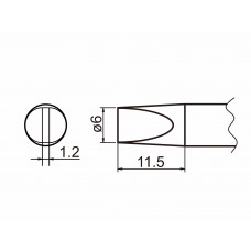 HAKKO T20-D6 Shape-6D Bevel with indent, soldering tip for HAKKO FX-838