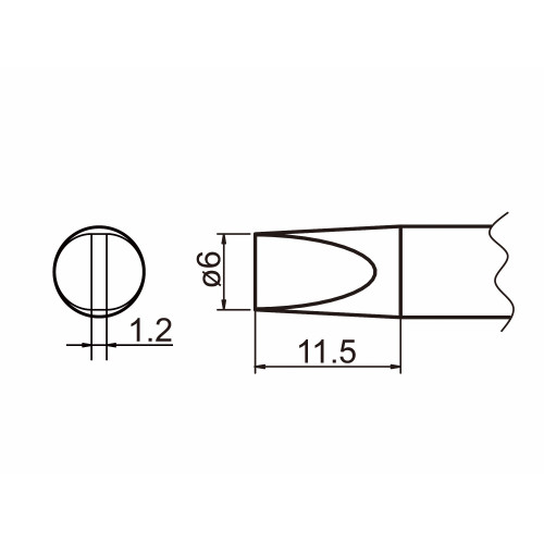 HAKKO T20-D6 Shape-6D Bevel with indent, soldering tip for HAKKO FX-838