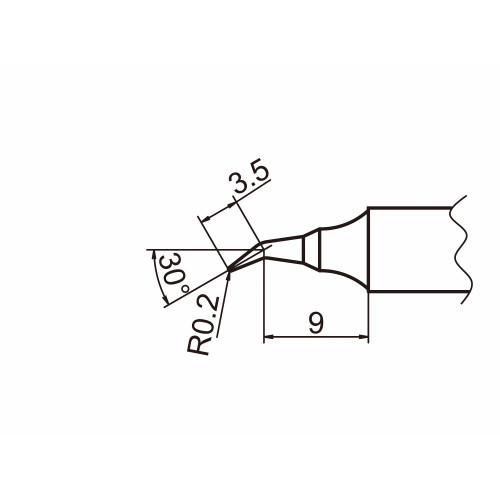 HAKKO T20-J02 Shape-0.2J (Shape-0.2RSB) Bevel with indent, soldering tip for HAKKO FX-838