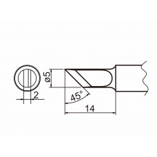 HAKKO T20-K Shape-K Bevel with indent, soldering tip for HAKKO FX-838