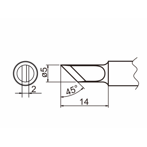HAKKO T20-K Shape-K Bevel with indent, soldering tip for HAKKO FX-838