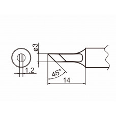 HAKKO T20-KU Shape-KU Bevel with indent, soldering tip for HAKKO FX-838