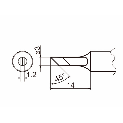 HAKKO T20-KU Shape-KU Bevel with indent, soldering tip for HAKKO FX-838