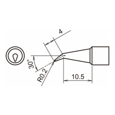 HAKKO T32-J02 Shape-0.2J punta saldante per FX-8806