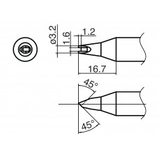 HAKKO T33-1611 Soldering Tip W/Concave For FX-8002. FX-8003