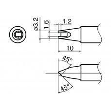 HAKKO T33-SS1611 Soldering Tip W/Concave For FX-8002. FX-8003
